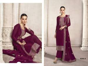 ผ้าไหมปักลายโดลาแบบดั้งเดิมมีสไตล์อินเดียและด้ายทำงาน salwar kameez กับ dupatta อินเดีย - Product Image 2