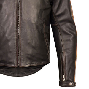 Chaqueta de Motociclista Personalizada con su Propio Logotipo, para Hombre, de Piel de Vaca, con Cuello Alto, Logotipo Frontal, Impermeable, para Uso Casual de Invierno - Product Image 4