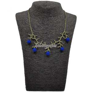Collares con cuentas de moda İğne Oyası Ardıç Kolye Koyu Mavi - Product Image 1