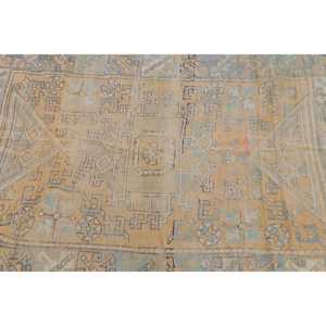 พรมวินเทจขนาด 3.8x6 ฟุต, พรมตกแต่งสไตล์ตุรกี, พรมขนสัตว์ลายดอกไม้สีเหลือง - Product Image 4