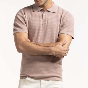 เสื้อโปโลถักเนื้อผ้าทอลายแบบสมาร์ทแคชวล ดูดีมีระดับ เสื้อโปโลถักเนื้อผ้าทอลายสำหรับผู้ชาย ดีไซน์ปกคลาสสิก - Product Image 1