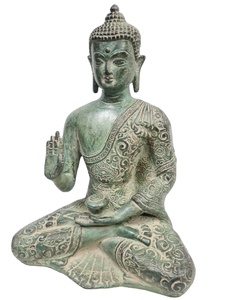 Estatua de Buda de estilo tibetano, estatua de latón con acabado antiguo budista de alta calidad, artesanía india - Product Image 4