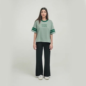 เสื้อยืดผู้หญิงคุณภาพเยี่ยมมีสไตล์เสื้อยืด100% คอตตอนหน้าร้อนเสื้อยืดทันสมัยเสื้อยืดสีทึบทรงหลวมโอเวอร์ไซส์ - Product Image 2