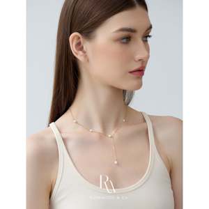 Collana a Y Placcata in Oro 18K con Perla Autentica e Perline, Regalo per Lei - Product Image 6