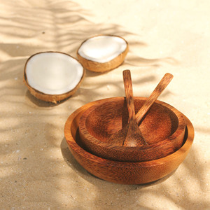 Ensemble de bols de service pour aliments bols en bois de noix de coco naturelle ensembles de vaisselle écologiques de qualité supérieure du Vietnam - Product Image 5