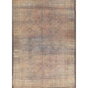 พรมขนสัตว์ถักมือสีเบจและสีน้ำตาลลายเรขาคณิตสำหรับห้องนั่งเล่นและรถยนต์ ขนาด 9x12 รุ่น Pae-4530 - Product Image 1