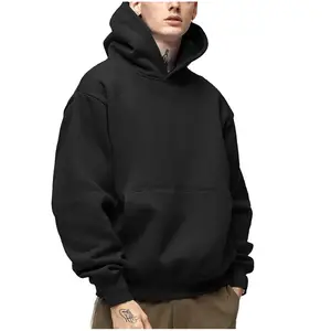 High Quality 500gsm Heavyweight Cotton French Terry Oversized Hoodie Heavy Cotton Fleece Custom Streetwear Cropped Hoodie Men