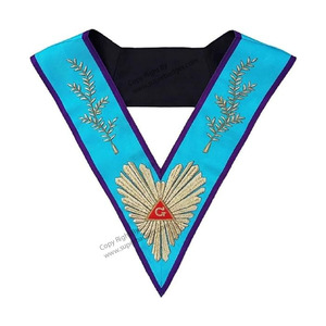 Collier maçonnique Regalia de qualité supérieure brodé franc-maçon en velours avec décoration en dentelle - Product Image 2