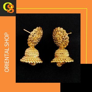 Juego de pendientes al por mayor con diseño tradicional de 22 quilates chapados en oro, pendientes Jhumka, joyería para mujeres, ropa de exportadores - Product Image 2