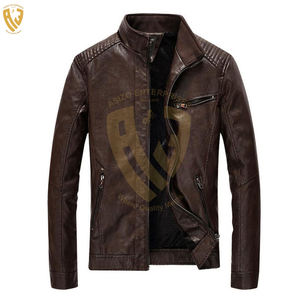 Vente en gros pakistanaise Veste en cuir décontractée pour hommes avec tissu en toile Nouvelle veste de moto avec ceinture latérale de conception OEM - Product Image 4
