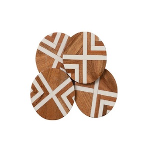 Classic Square Eco-Friendly Wood Coasters with <b>Marble</b> and Walnut Free Acacia for Hot Beverages for Home or Office Use - Product Image 5