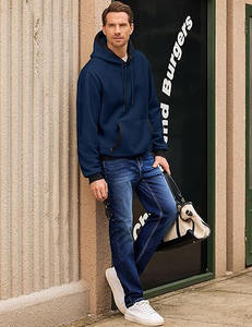 Custom Logo OEM ODM <b>Navy</b> <b>Blue</b> <b>Hoodie</b> For Men Winter Warm Casual Sweatshirt Hoodies - Product Image 3