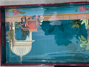 ถาดเสิร์ฟงานศิลปะมีนาทำมือ ถาดโลหะเคลือบสีแบบอินเดียดั้งเดิม สำหรับตกแต่งบ้านหรือเป็นของขวัญ - Product Image 6