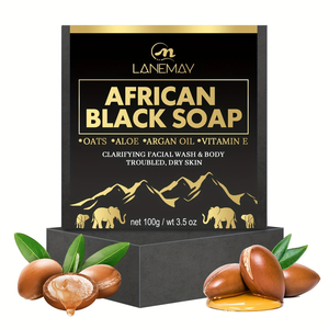 Savon Noir Africain Naturel Anti-Taches et Cicatrices d'Acné, à la Vitamine E, Avoine, Aloès et Huile d'Argan pour le Traitement de l'Acné - Meilleures Ventes - Product Image 2