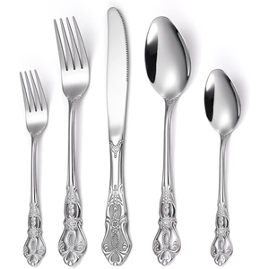 2024 fait à la main vente chaude moderne en acier inoxydable couverts de luxe couteau fourchette cuillère Portable ensemble de couverts pour les mariages occidentaux - Product Image 2