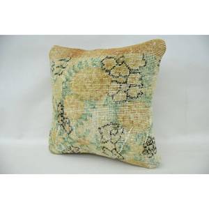 Beige Wool <b>Patchwork</b> Kantha Pillow 16x16 Inch Luxury Decorative Cushion with Floral Embroidered Woven Design Vintage <b>Bedding</b> - Product Image 3