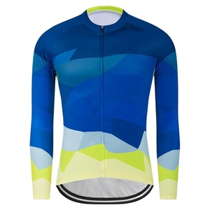 Maillot de Ciclismo Sublimado para Hombre, Invierno, Térmico, Forro Polar, Manga Larga, Camiseta de Ciclismo Cortavientos con 3 Bolsillos - Product Image 1