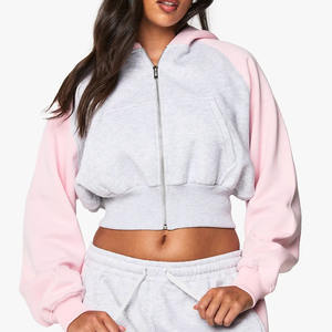 Sudadera con capucha de mujer con cremallera y Panel de contraste de alta calidad, sudadera cálida Flecce antiarrugas transpirable para gimnasio y ropa de calle, sudaderas con capucha para mujer - Product Image 1