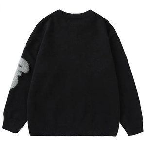 Pull tricoté vintage surdimensionné à la mode pour hommes pull d'hiver pull à capuche décontracté lettre Jacquard Design tissé coton tricots - Product Image 2