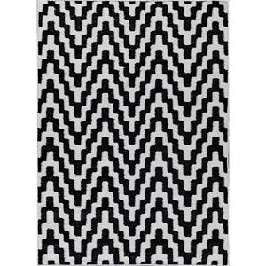 Alhambra - Alfombras de Lana Tejida Plana en Gris y Negro, Alfombras Geométricas y Abstractas para Pasillos y Habitaciones - ADWP-13075 - Product Image 1