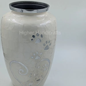 Urne funéraire en métal émaillé blanc pour animaux de compagnie pour les cendres humaines Urne animale gravée sur la patte pour les cendres funéraires - Product Image 2