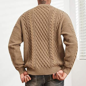 2025 OEM hommes chandails pull décontracté tricoté couleur unie col ample chaud hiver tricoté tissu pour automne sweat personnalisé - Product Image 5