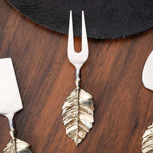 Decorative Design Butter Knife and <b>Cheese</b> Knife <b>Set</b> With Golden Colored Brass Leaves Handle Shaped <b>Cheese</b> <b>Set</b> - Product Image 4
