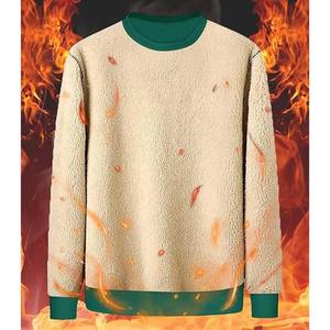 <b>Mens</b> Pullover Lined <b>Sherpa</b> Sweatshirt Autumn Outwear <b>Fleece</b> Warm Casual Lined Jumper - Product Image 3