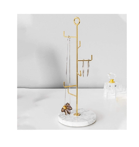 ชั้นวางเครื่องประดับต่างหูทองเหลืองสีทองพร้อมฐานหินอ่อนและขัดเงาทำด้วยมือ - Product Image 5