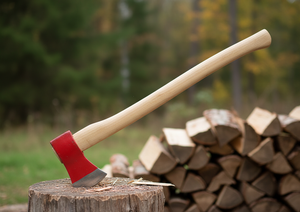 Hacha Industrial Viking de 35 cm con Cabeza de Acero para Bomberos, Mango de Madera, Logotipo Negro, Azul y Rojo, para Cortar Madera, Tomahawk para Camping - Product Image 2