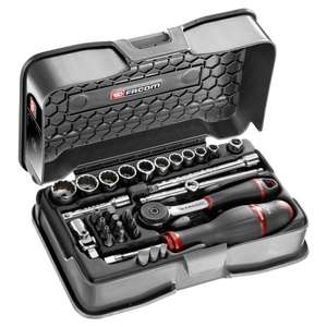 ชุดซ็อกเก็ตและดอกไขควงแบบบาง 12 จุด ขนาด 1/4 นิ้ว จำนวน 31 ชิ้น ยี่ห้อ Facom - Product Image 1