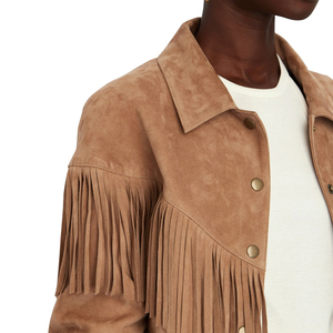 Chaqueta de Cuero de Gamuza de Alta Calidad para Mujer, Transpirable, de Cuero Vacuno, Ecológica, Impermeable, Resistente al Viento, Tinte Liso - Product Image 4