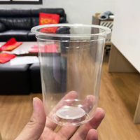 Gobelets jetables écologiques en plastique PP QUANG QUAN 95 mm 14 17 20 24 oz à paroi simple pour smoothies, thé au citron, thé aux perles, café avec couvercles