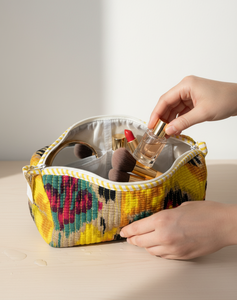 Trousse de toilette personnalisée Pochette simple mignonne Sacs de beauté Sac de maquillage en toile de coton Pochette matelassée en coton imprimé floral - Product Image 5