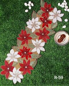 Elegant 14-Inch round <b>Glass</b> <b>Table</b> <b>Mat</b> Set Handmade with Silver Gold Beaded White Beads Slate Drying Pads-Stylish <b>Mats</b> & Pads - Product Image 5