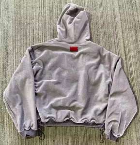 Poids lourd 100% coton sweat surdimensionné mode Streetwear sweat à capuche avant Logo tissu tricoté pour la saison d'hiver - Product Image 3