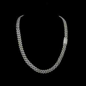 Chaîne à maillons cubains VVS Moissanite ronde 12mm 25 carats plaqué rhodium cadeau de mariage pour homme en argent sterling 925 - Product Image 1