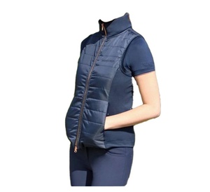 Pantalon d'équitation sans manches bleu marine, col montant zippé, polyester/nylon, vêtements de sport pour femme, marque personnalisée 2026 - Product Image 1