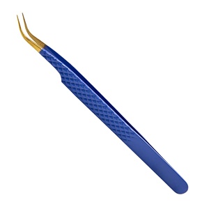 Estuche de Acero Inoxidable Antimagnético y Duradero para Extensiones de Cejas y Pestañas, Pinzas Curvas para Volumen y Aplicación - Product Image 1