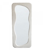 Miroir mural et de sol en tissu polaire Teddy beige 60x160cm, en bois MDF, décoration intérieure moderne et mignonne, directement de l'usine, certifié BSCI