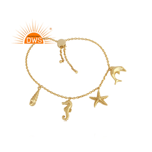 Latest Quality Sterling Silver 18K Gold Plated Multiple Charm <b>Bracelet</b> Demi Fine Jewelry for Women Gift for Her - Product Image 1