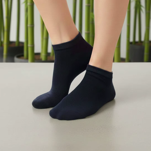 Premium Bamboo Black Sneaker Socks for Men Women No Show Sneaker Socks with <b>One</b> <b>Size</b> <b>Fits</b> <b>All</b> Bottom Logo Position - Product Image 1