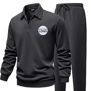 <b>Men's</b> Sweatsuits 2 Piece Set <b>Quarter</b> <b>Zip</b> Pullover with Wide Leg Sweatpants Matching Tracksuit - Product Image 1