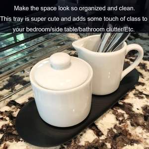 Plateau décoratif ovale en acier inoxydable Plateau de centre de table en métal rustique Lot de 2 Noir mat - Product Image 4