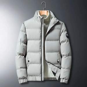 Chaqueta acolchada brillante para hombre, cortavientos de invierno con relleno de burbujas con capucha negra gruesa, servicio OEM, novedad de 2025 - Product Image 1