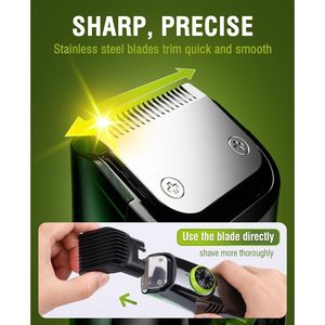 Kit de tondeuse à barbe électrique rechargeable pour homme, étanche, avec peigne de réglage de la longueur, alimenté par batterie, IPX7 - Product Image 6