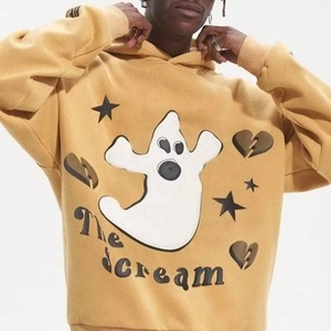 Sudadera de algodón 100% para hombre superventas, Sudadera con capucha de pantalla de espuma 3D pesada de gran tamaño, forro impermeable, estampado de logotipo personalizado - Product Image 2