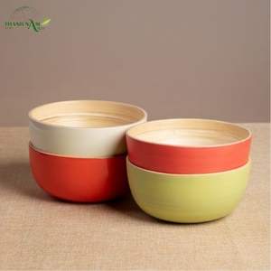 Bold Color Customized Classic Spun <b>Bamboo</b> <b>Bowl</b> Handcrafted Eco-Friendly Lightweight Non-Toxic for Modern Home Decor - Product Image 6