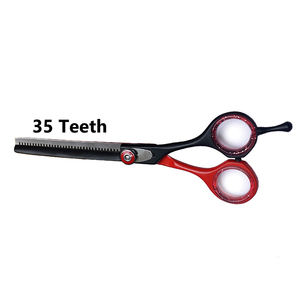 Kit de tijeras de adelgazamiento de peluquero de acero inoxidable, hermosos kits de peluquero de Color negro y rojo con reposapiés ajustable - Product Image 2