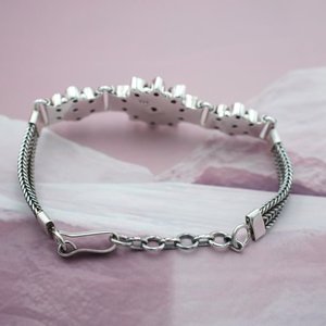 925 <b>Sterling</b> <b>Silver</b> Fine Beaded <b>Bracelet</b> with Natural Cubic Zirconia Handmade Gold Plated Green Onyx for <b>Women</b> and Girls - Product Image 3